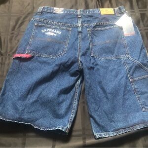 Vintage Y2K US Polo Assn Carpenter Shorts Mens 40 Blue Denim Jorts Deadstock NWT